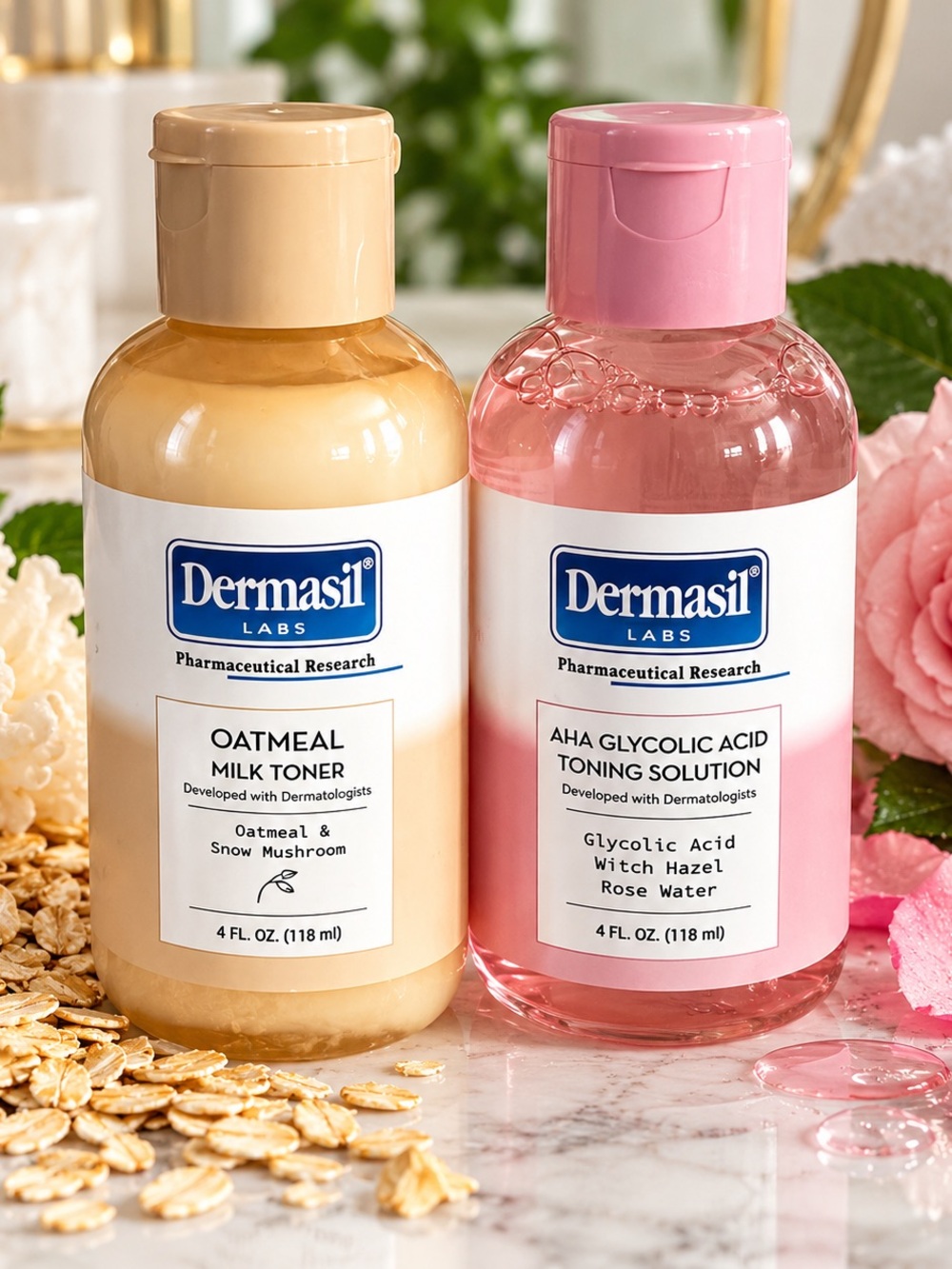 Dermasil Labs Oatmeal Milk & AHA Glycolic Acid Toner Set